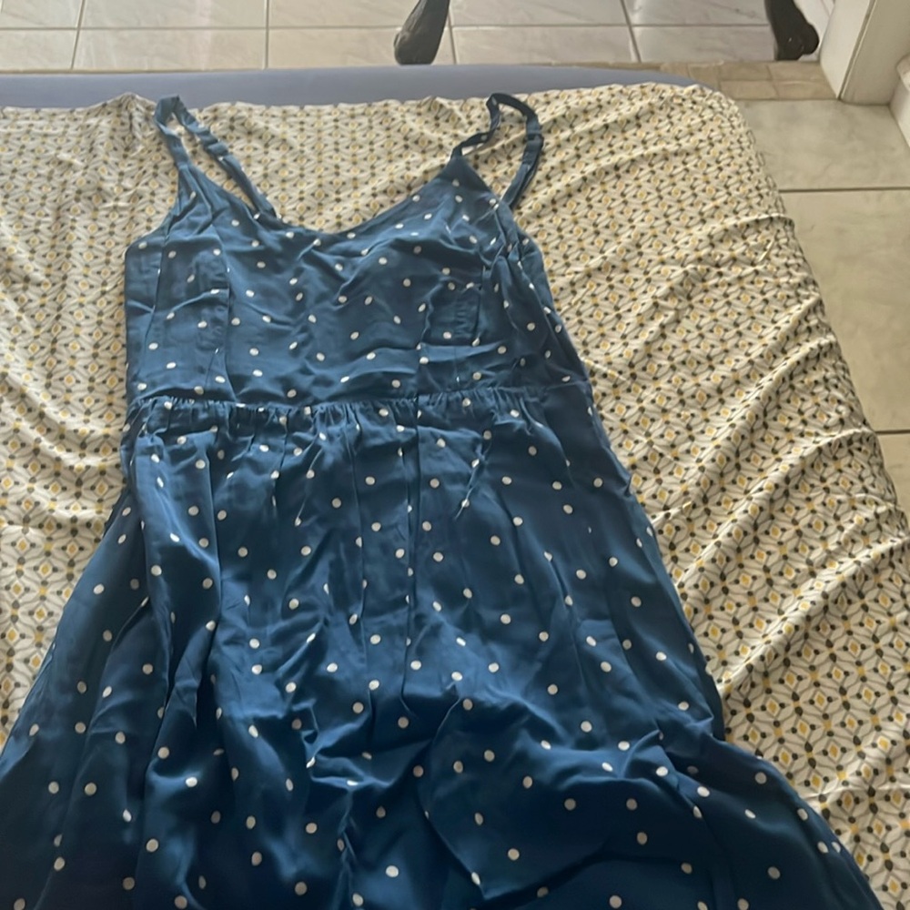 Old navy blue polka dot long summer dress size S